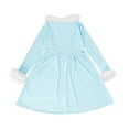 thumbnail image 4 of Posijego Girls Party Dresses Christmas Party Fleece Trim Long Sleeve Bow Front Flowy A-Line Dress for Girls, 4 of 5