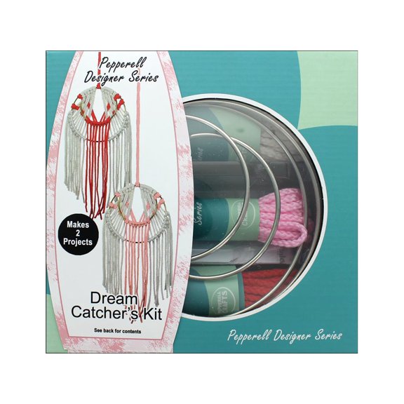 Pepperell Designer Macrame Modern Dream Catchers Kit-Coral & Pink