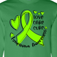 thumbnail image 4 of Inktastic Love, Care, Cure Lymphoma Awareness Lime Green Ribbon Hearts Long Sleeve T-Shirt, 4 of 5