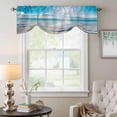thumbnail image 6 of Summer Ocean Marine Waves Tie Up Valances Curtain, Adjustable Kitchen Modern Blue Ocean Valances for Windows Decor, Rod Pocket Short Curtains Set for Bedroom/Bathroom, 60"x18", 6 of 9