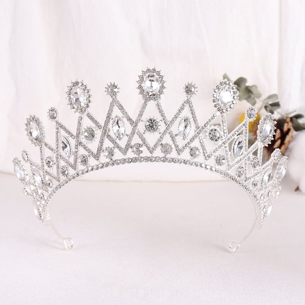 Zhuge Tiara de boda para novia, diadema de princesa, corona nupcial, joyería para el cabello con diamantes de imitación de cristal, decoración para novia, cumpleaños, graduación, boda (blanco)