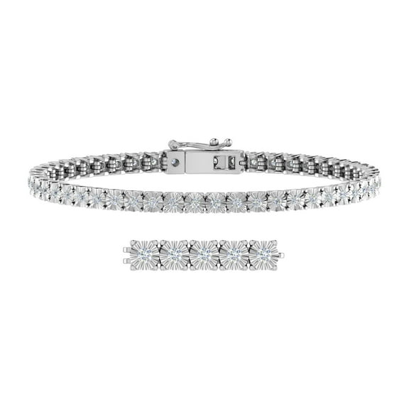 1 Carat Diamond Tennis Bracelet in 925 Sterling Silver (7.5 Inch)