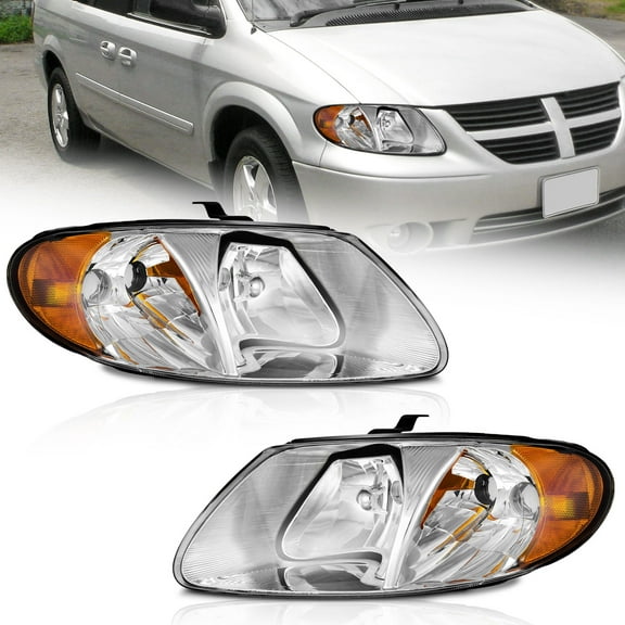 Headlights for 01-07 Dodge Caravan/Grand Caravan/Chrysler Town & Country with 113.3-inch Short-Wheelbase (NOT for long-wheelbase 119.3-inch) for 01-03 Chrysler Voyager / 01-02 Grand Voyager