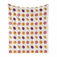thumbnail image 1 of Peach Soft Flannel Fleece Throw Blanket, Continuous Motifs of Fruit Vegan Organic Life Plum Food with, Cozy Plush for Indoor and Outdoor Use, 50" x 60", White Dark Magenta, by Ambesonne, 1 of 6