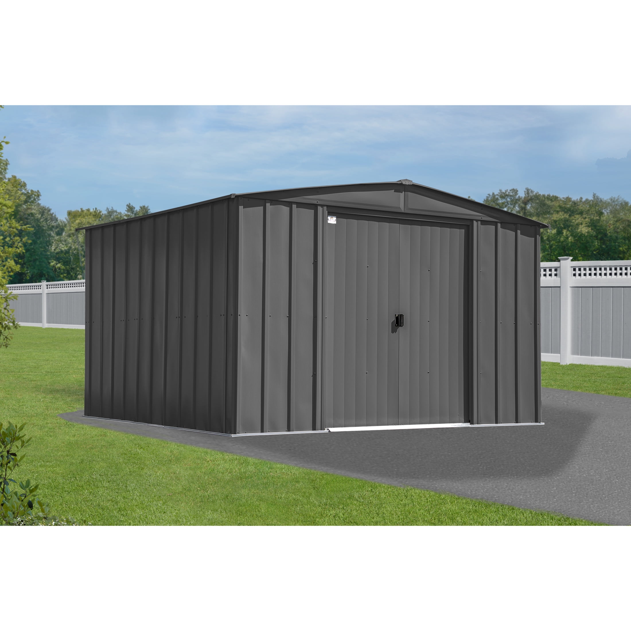 Arrow Classic 10 x 12 x 6 ft Charcoal Steel Storage Shed