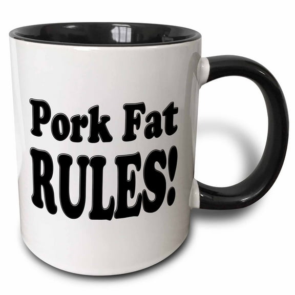 3drose, Pork Fat Rules, 11oz Two-tone Black Mug