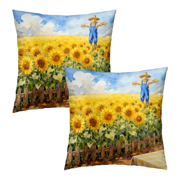 Sunflower Pillows Decorative Throw Pillows Farmhouse Pillow Covers 18x18 Sunflower Patio Decor Outdoor Decor in Pillow Covers Set of 2