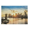 thumbnail image 1 of New York Cutting Board, Cityscape of Brooklyn Bridge and Manhattan River Center of Culture Photo, Decorative Tempered Glass Cutting and Serving Board, Large Size, Multicolor, by Ambesonne, 1 of 1