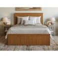 thumbnail image 2 of HomeStock Classic Comfort Foundation Bed with Matching Footboard, Queen, 83.46x63.7x50 in, Light Toffee - Grooved Panel Design with Charging Station, 2 of 6