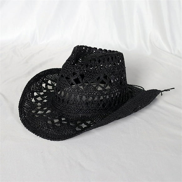 Outdoor straw hat men summer seaside beach hat western cowboy hat men's camping sun hat sunscreen sun hat - 6 / 55-58CM