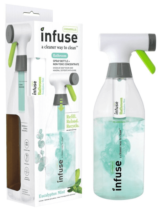 Casabella Infuse Bathroom Cleaner - 1 Refillable Spray Bottle 1 Cleaning  Spray Concentrate - Eucalyptus Mint - Walmart.com