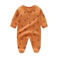 thumbnail image 3 of Baby Boys Girls Romper Long Sleeve Wrap Feet Autumn Winter Zipper Baby Onesie Boys Flower Printing Baby Suit,Size 3 Months-6 Months, 3 of 8