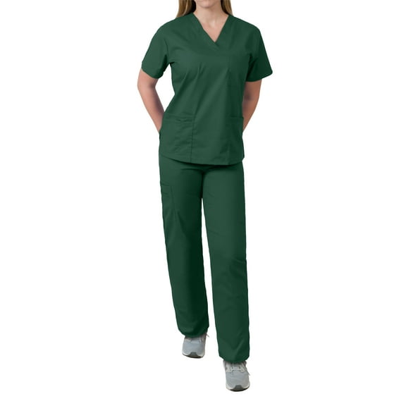 Womens V-Neck Top and Drawstring Pant Medical Scrub Set, Style 7891