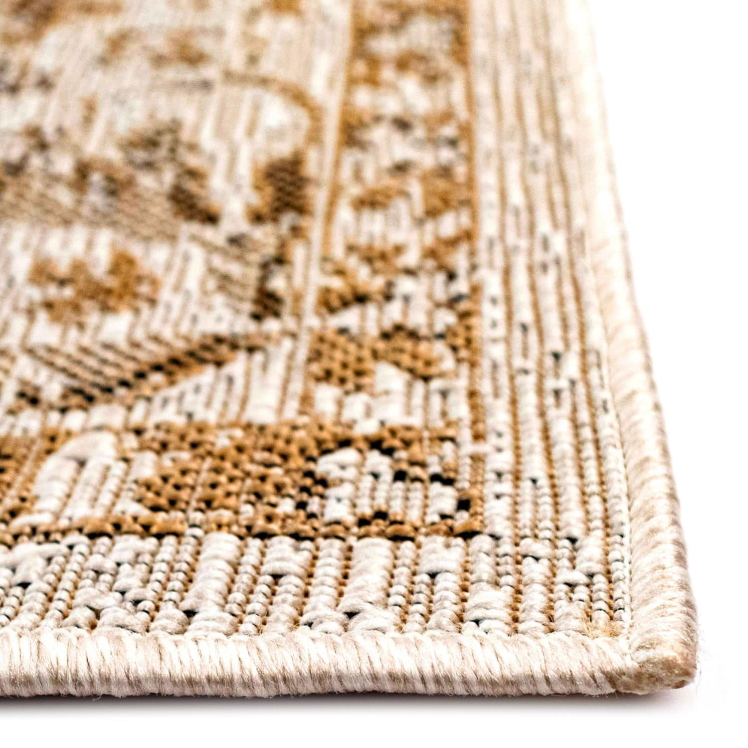 Carmel Vintage Sand Floral Indoor/Outdoor Flatwoven Rug 39"x59"