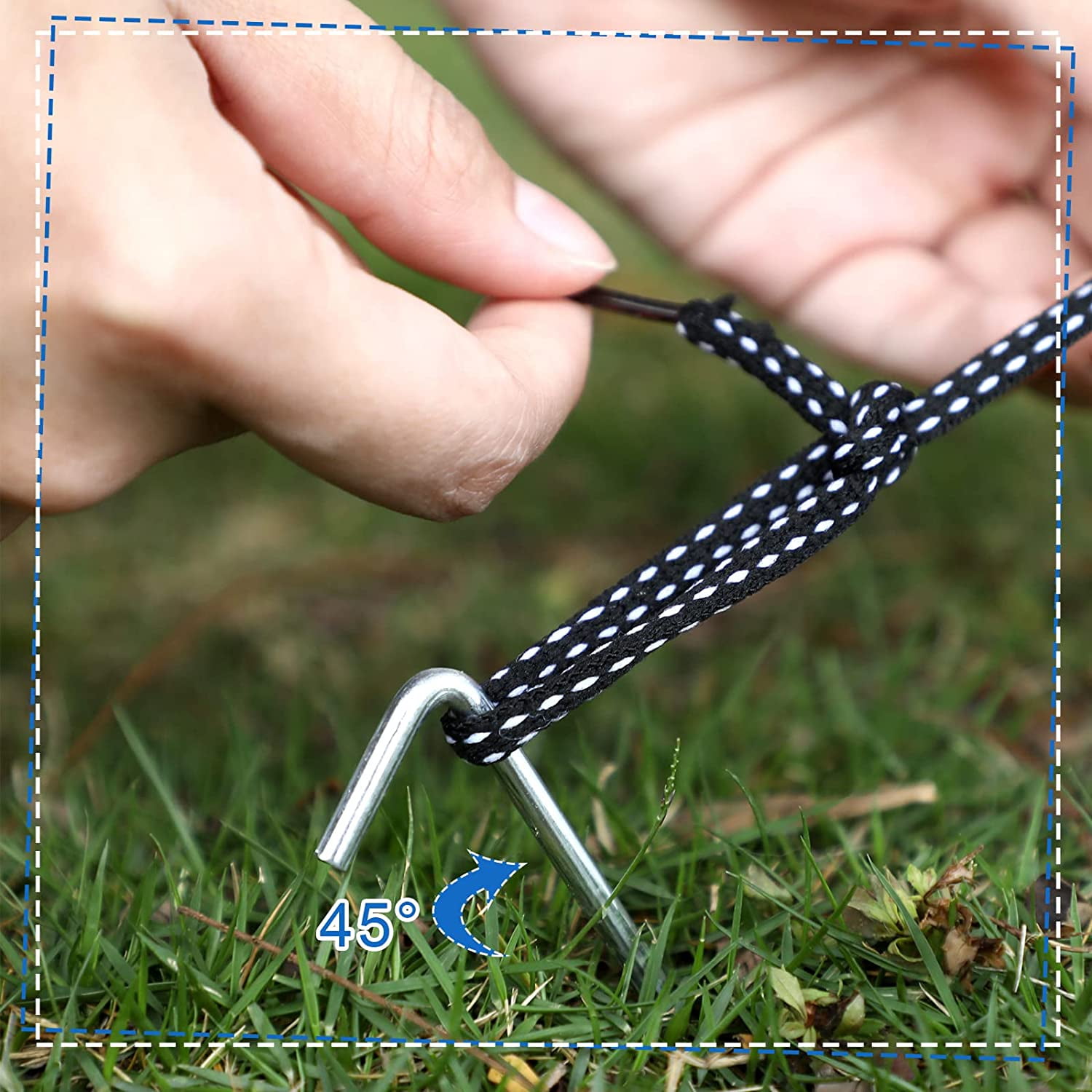 150 Pack Heavy Duty Metal Tent Stakes 9 Inch Galvanized Ground Stakes with Anti-Slip Hook for Camping Hiking Outdoor Decorations