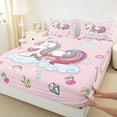 thumbnail image 4 of Feelyou Kawaii Magic Unicorn Twin Sheet Sets, Dreamy Rainbow Cloud Twin Fitted Sheet, Cute Cartoon Animal Flat Sheet, Breathable Home Decor, 3-Piece, 4 of 8