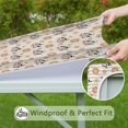 thumbnail image 6 of Beige Cow Flower Pattern Square Fitted Tablecloth with Elastic Edge,Square Table Cover,Washable Elastic Table Cover for Home Kitchen Party Decor 34"x34", 6 of 6