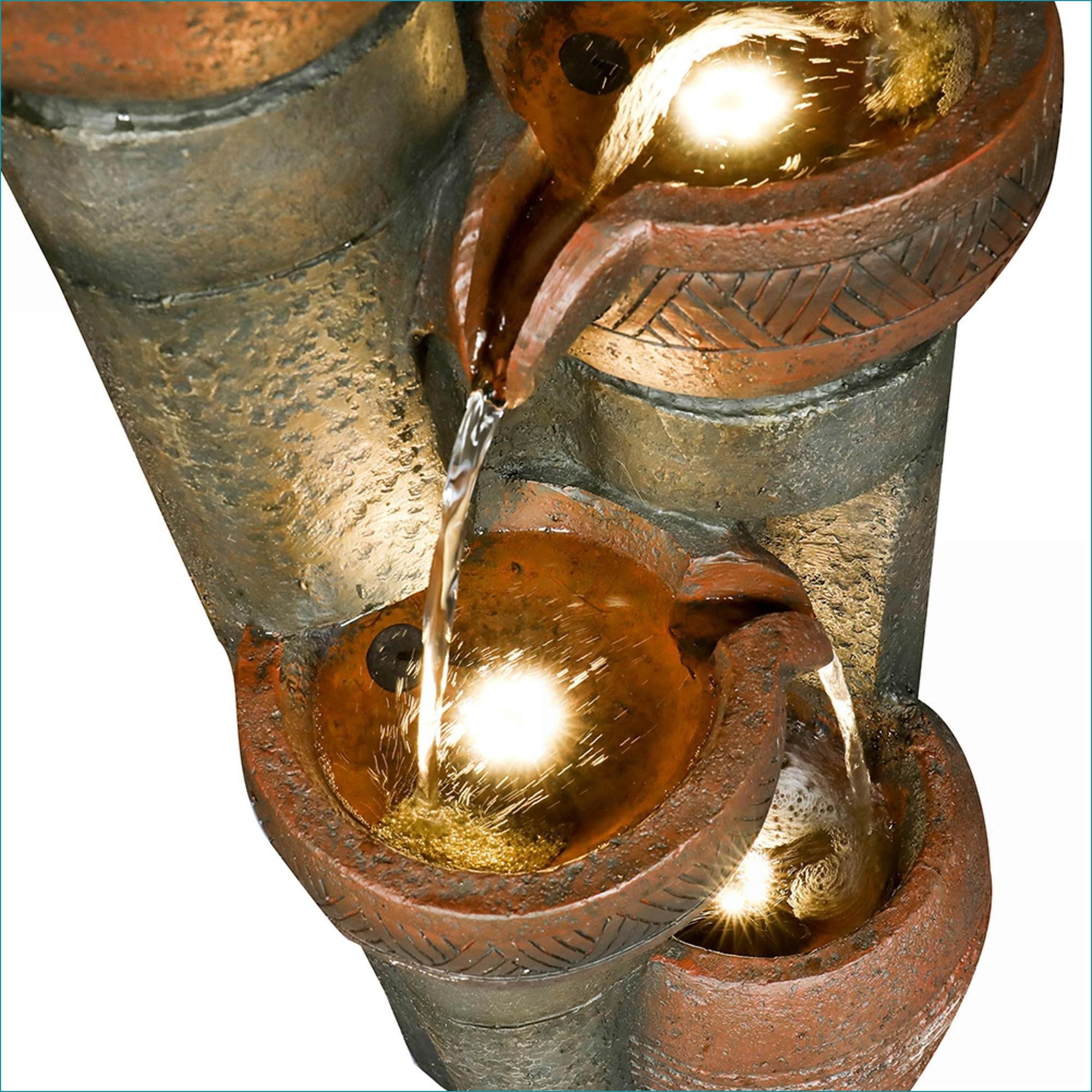 Fountains 5-Tier 39.7" Outdoor LED Garden Fountain for Patio Yard | Resin | Tiered Fountain