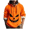 thumbnail image 1 of Chemise Décontractée Imprimée Halloween pour Hommes Col Rond Boutonnée Design Taches de Sang Manches Longues Grande Taille Haut Confortable Élégant, 1 of 5