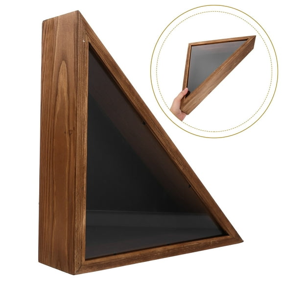 RENACLIPY Memorial Flag Display Case Flags Presentation Case Triangular Wood 1Pack
