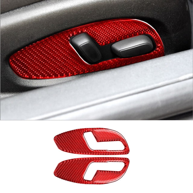 Real Bright Soft Car Interior Carbon Fiber Sticker DecorationRed Carbon Fiber Interior Seat Control Button Cover For Chevrolet CamaroAuto Car Protection Interior Accessories
