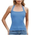 thumbnail image 2 of lmcalzta Womens Square Neck Tank Tops Knit Ribbed Seamless Workout Tops Summer Slim Fitting Sleeveless Shirts, 2 of 9