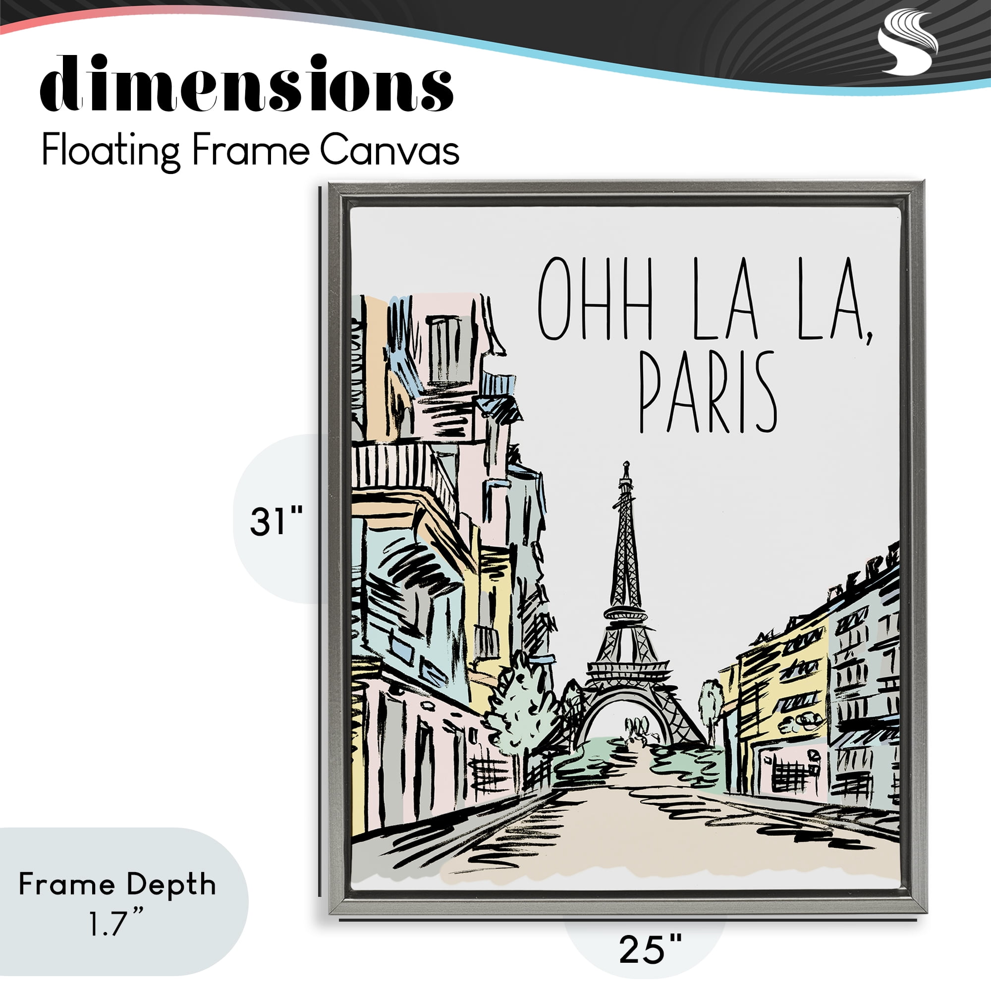 Stupell Industries Ohh La La Paris Gray Framed Floater Canvas Wall Art, design by Elizabeth Medley