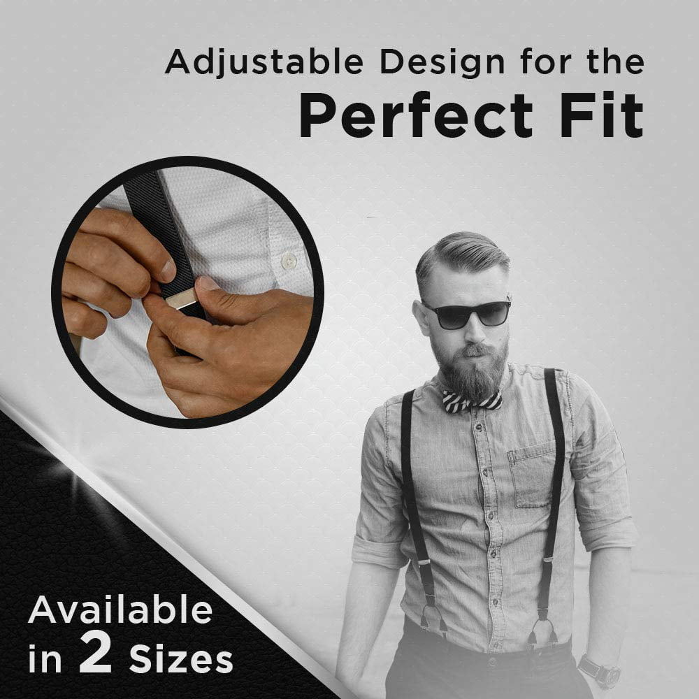 Hold'em Elastic "Double-Hold" Button Look with No Slip Pin Clip Closure Suspenders for Adult Men - Brown