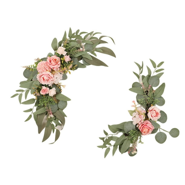 2 piezas de arco de boda artificial con flores, guirnaldas de centro de mesa, elegante boda Rosa