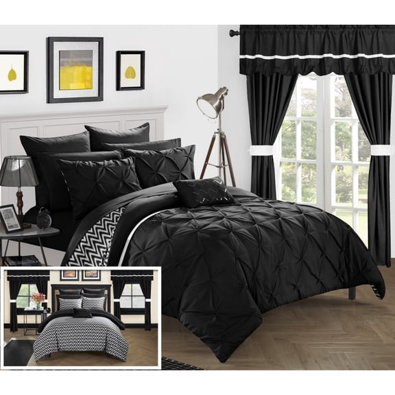 Chic Home 20 Piece Fortville Complete Bed room in a bag super set. Pinch pleated design REVERSIBLE Comforter Set with