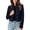 Navy, variant on DeHolifer Women's Denim Jacket Collarless Solid Color Button Down Cropped Length Casual Jean Jacket Beige XXL