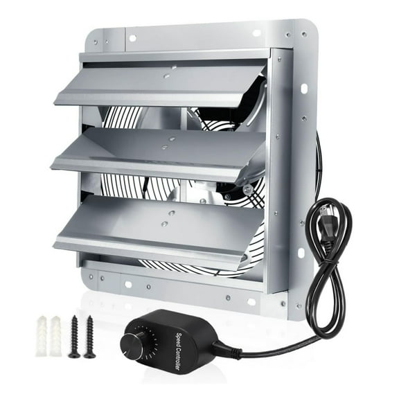 Shutter Exhaust Fan, 12 inch Wall Mount Attic Fans w/Speed Controller,1030 CFM,Chicken Coops Vent Fan for Greenhouse, Gable, Barn, Garage, Shed Ventilation Fan