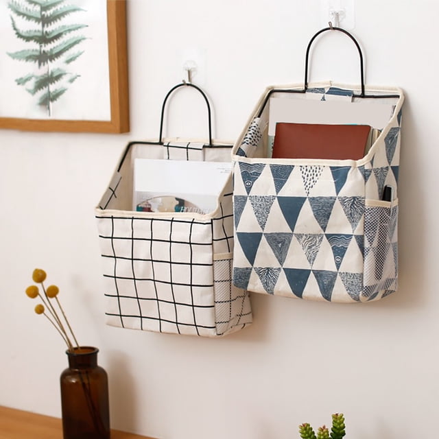 Wall-Mounted Storage Bag Book Magazine Mobile Phone Holder Storage Bag With Hook