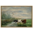 thumbnail image 5 of Drsoum 16x24in Canvas Wall Art Vintage Classical Framed Paints Pastel Valley Cow Farm Field Room Decor for Hallway, 5 of 6