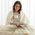 thumbnail image 3 of ROSEKIND Lightweight Breathable 300GSM 3D Striped Flannel Throw Blanket, for Sofa Couch Bed,40x60inch, 3 of 7