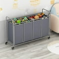 thumbnail image 3 of [Heavy Duty Laundry Sorter] 4-Bag Heavy Duty Laundry Basket Sorter - Rolling Lockable Wheels and Removable Bags Laundry Hamper Cart, 3 of 10