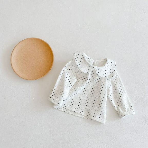 Bnwani Long Sleeve Toddler Shirts Plain Cotton White Spring Thin Solid Tops 0-6 Months