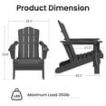 thumbnail image 6 of JUSTLET Adirondack Chair, 2PC Plastic Folding Outdoor Patio Chairs, Outside HDPE Chairs for Lawn, Yard, Gray, 6 of 9