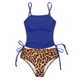 thumbnail image 4 of Bainana Girls Swimsuit Solid Color Tankini Tops And Leopard Print Bikini Bottom Swimwear Fashion Stylish Little Youth Girls Beach Pool Bathing Suit Blue Size 13-14 Years, 4 of 4