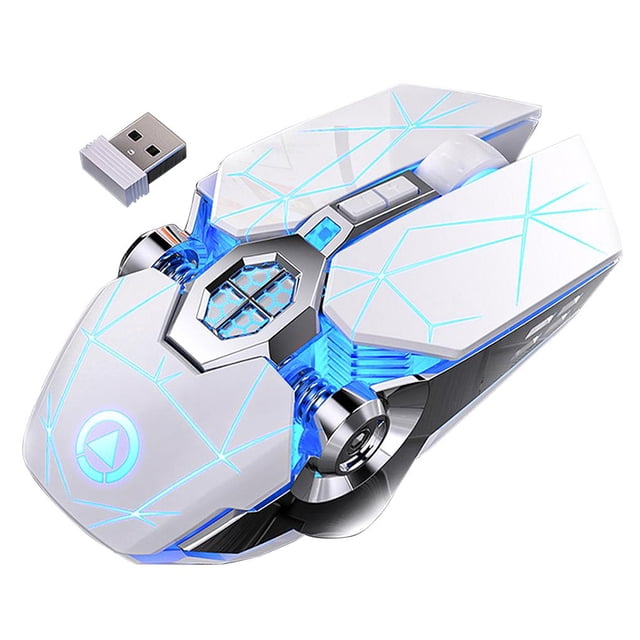 Cursor inalámbrico Transmisión rápida Cursor de juegos Cursor de luz colorida con chip de operación silenciosa Agarre cómodo para interior Juegos de teclado y mouse para computadora Blanco