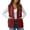 Wine, variant on Women's Fuzzy Fleece Vest Hooded Sleeveless Button Down Solid Color Coat with Pockets Navy XL