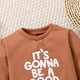 thumbnail image 4 of Ropa Para Bebé (Niño O Niña), Traje Para Niño Pequeño, Camiseta De Manga Larga Con Estampado De Letras De Carbón Unisex Infantil, Jersey Marrón Odeerbi LM103-2613, 4 of 8