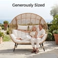 thumbnail image 4 of RADIATA Two Person Egg Chair with Ottomans Outdoor Wicker Patio Egg Chairs with Footrests for Indoor Bedroom Outside Porch Deck Backyard Garden (Beige,Oversized,Double), 4 of 9