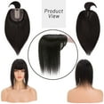 thumbnail image 2 of S-noilite 130% Density Human Hair Toppers with Bangs Hand Tied Silk Base Clip In Topper Top Hair Pieces For Women with Thinning Hair/Hair Loss Cover Gray Hair 16Inch 50g-Natural Black C80, 2 of 3