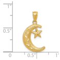 thumbnail image 3 of 14k Yellow Gold Polished & Textured Moon & Stars Pendant, 3 of 4
