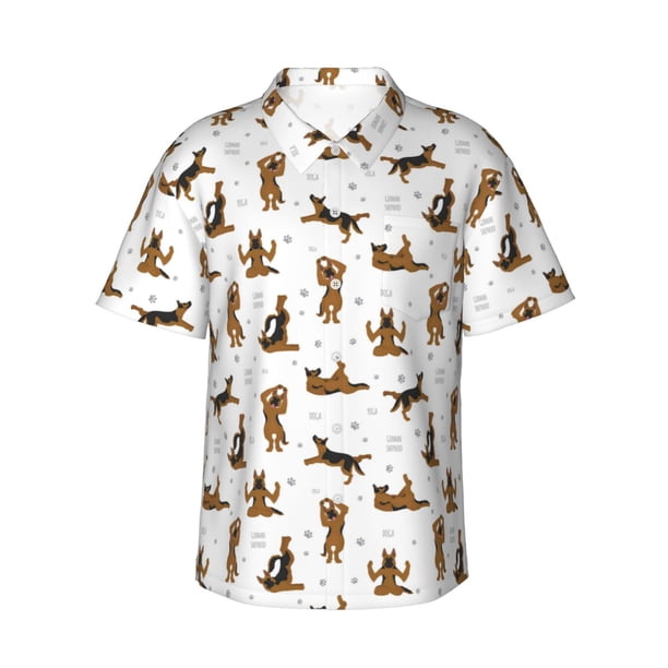 Balery German Shepherd Dog Camisas hawaianas de manga corta para hombre, camisas playeras de corte holgado, camisas de vacaciones con botones,Small