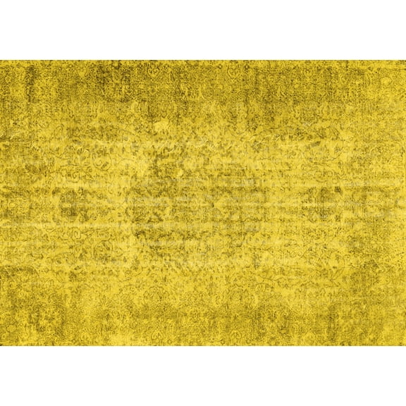 Ahgly Company Machine Washable Indoor Rectangle Persian Yellow Traditional Area Rugs, 5' x 7'