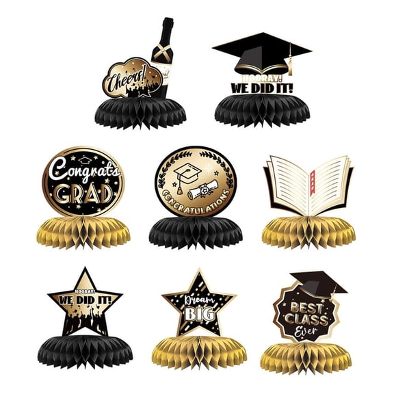 2024 Graduation Centerpiece Paper Decors for Graduation Celebrate Party Graduation Ceremony Table Sign 8PCS
