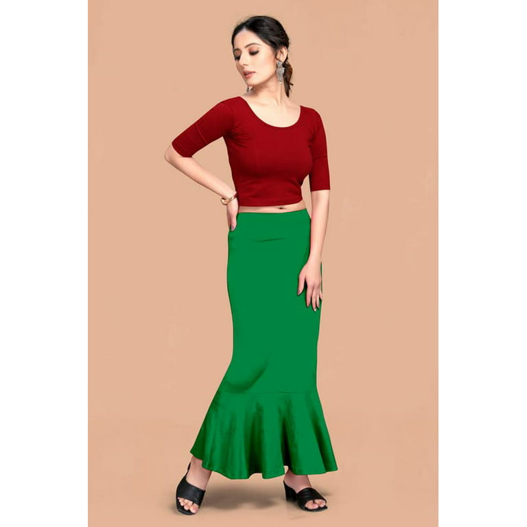 Trendmalls pale green lycra spandex saree shapewear petticoat for  women,sari silhouette, skirts for women, saree shaper