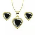 thumbnail image 1 of Bonjour Jewelers 10k Yellow Gold Heart 1 Ct Created Black Sapphire Full Set Necklace 18 inch Plated, 1 of 1